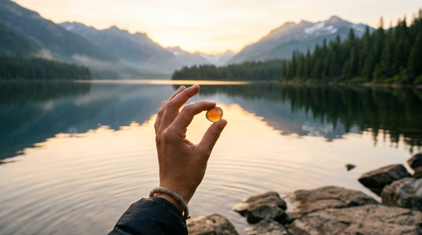Moment de recueillement et de paix intérieure au bord d'un lac paisible