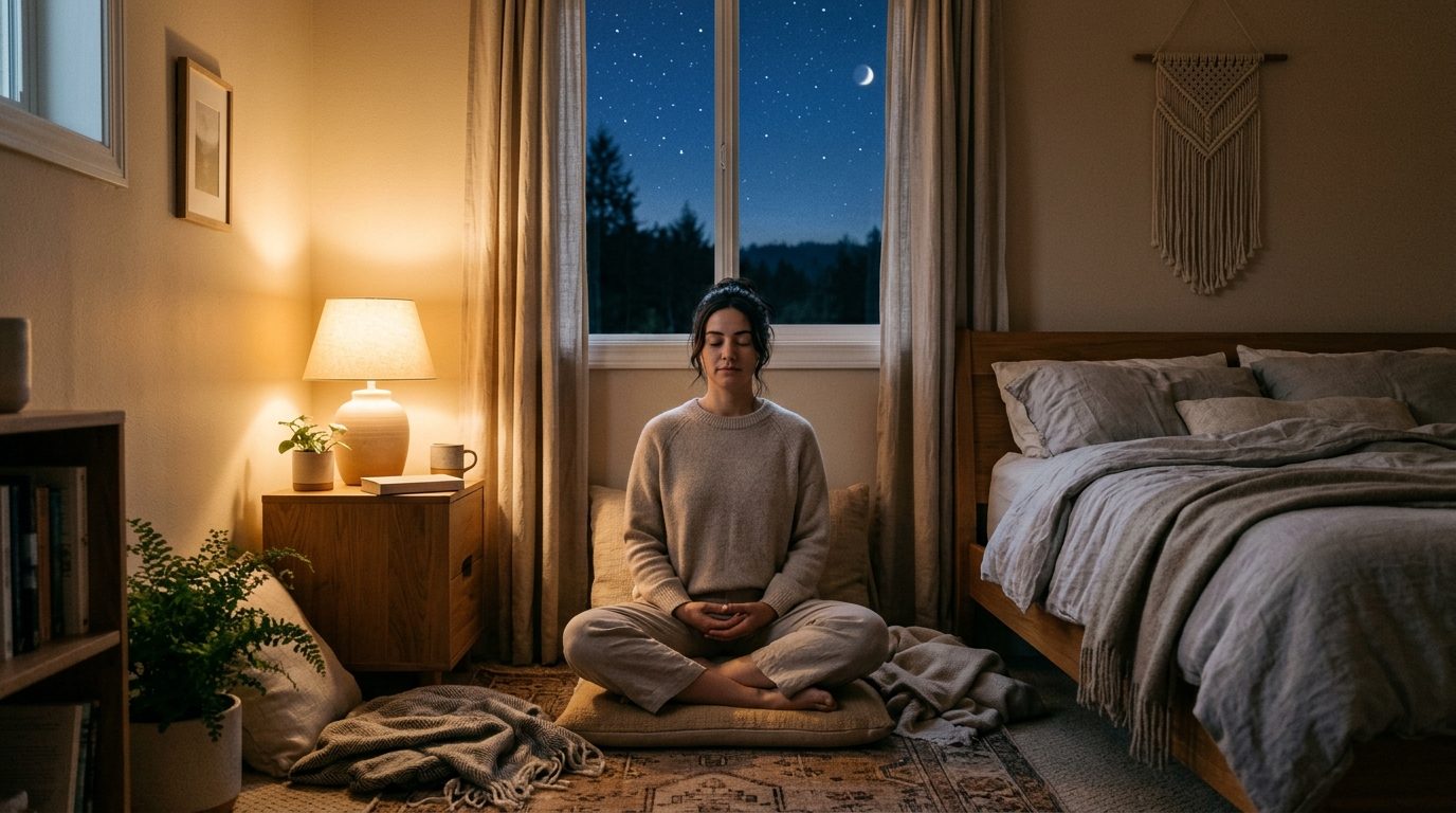 Méditation du soir et PNL : apaiser l&rsquo;esprit et libérer le stress avant la nuit
