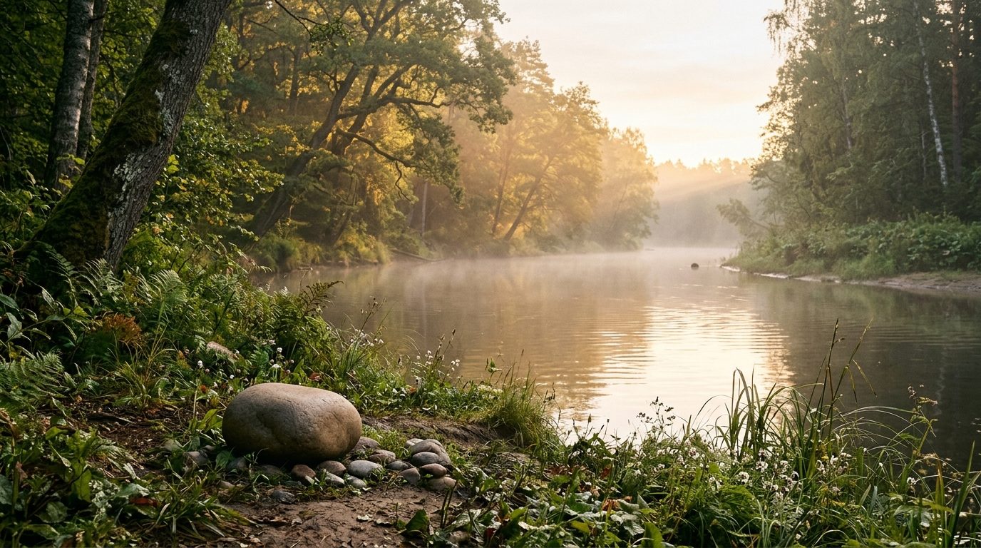 Paysage paisible au lever du soleil invitant à la méditation et au calme intérieur